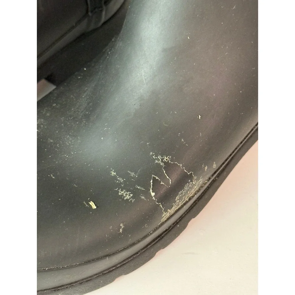 Hunter Refined Back Strap Rain Boots Matte Black Rubber Womens 7 EU 38